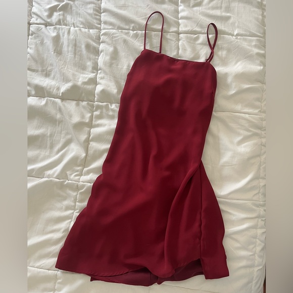Lucy In the Sky Double Tie Wrap Dress in Burgundy - Picture 2 of 4